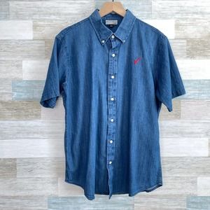 COPY 2- Verizon Wireless Employee Uniform Shirt Blue Chambray Button Down Mens